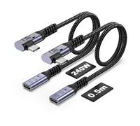SUMPK Short USB 4.0 Cable Male to Female Extension Right Angle 0.5m 2 packs | 50cm Type C Cord, 40Gbps Data Transfer, 240W 5A fast charging , 8K Video Monitor, Compatible for iPhone 17,MacBook,iPad, Hub