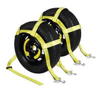 Sumpluct Tow Dolly Basket Straps with Swivel J Hook 2 Pack Fit 13"-21" Tire | Adjustable Car Wheel Tie-Down Straps for Car Trailer and Car Dolly, Universal Vehicle, Ideal for Rescue and Emergency Use