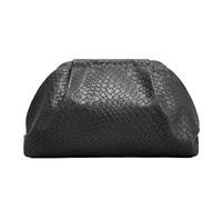 Sumrains Woven Evening Bag for Women: Elegant Dumpling Clutch Purse - Vegan Leather Handbag for Party Wedding, No Strap, 02 Black, M