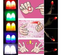 sumrica Magic LED Finger Lights, Tricks Thumbs Light for Perform, Halloween Magic Lamp up Finger Fake Finge Magic Trick (White, Junior x 3Packs/6PCS & Adult x 3Packs/6PCS)