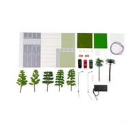 Sumsoctober 1/64 Scale Model City Road Scene Diorama Car Parking Lot Display With LED Lights Street Trees for Collection
