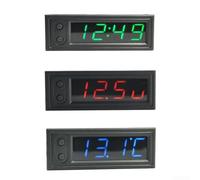 Sumsoctober 12V 3In1 Car Kit With LCD Digital Display Temperature Tester Voltage Monitor Meter Clock For Vehicles(Red)
