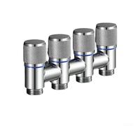 Sumsoctober 4-Way Angle Valve Stainless Steel Faucet Splitter with Independent Control for Garden Hose Washing Machine Sink Toilet Shower Drip Irrigation System(Silver)