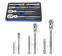 Sumsoctober 72-Tooth Ratchet Wrench Set 6PC for Flex Head Drive 72-Tooth | 180-degree for flex head, 72-tooth mechanism, tight space for access, steel construction, 6-piece set