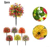 Sumsoctober Artificial Boxwood Topiary Ball Tree 24 Inch Indoor Outdoor Garden Plant Decor With Dense Foliage 15.75 Inch Diameter 2 Pack(rose red)