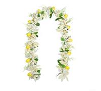 Sumsoctober Artificial Rattan Door Wreath With Lemon Blossom Silk Flower Hanging Arrangement for Home Wedding Decoration 180cm(A)