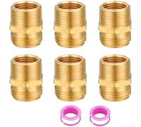 Sumsoctober Brass Hose Adapter, 3/4 GHT Male to 1/2 NPT Female Connector with 3/4 NPT Male Thread, Compatible with Garden Hose and Industrial Plumbing(6)