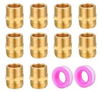 Sumsoctober Brass Hose Adapter, 3/4 GHT Male to 1/2 NPT Female Connector with 3/4 NPT Male Thread, Compatible with Garden Hose and Industrial Plumbing(10)