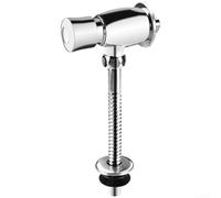 Sumsoctober Brass Urinal Flush Valve Manual Press Delayed Closing Toilet Switch Copper G1/2 Thread Stainless Steel Pipe Chrome Finish for Bathroom Restroom Commercial Use Silver(Generally)