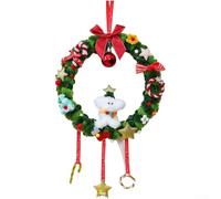 Sumsoctober Christmas Wreath Ornament 27cm Green Semi-Handmade Fabric Modern Minimalist Holiday Decoration for Door Wall Window Hotel Seasonal Display Removable Design(B)