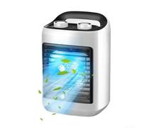 Sumsoctober Compact Desktop Cooling Fan USB Powered Silent Portable Air Conditioner Humidifier Adjustable Airflow for Dormitory Office Home ABS White 20x15x8cm