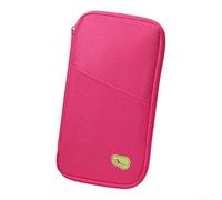 Sumsoctober Compact Travel Ticket Holder Multifunctional Card Organizer with Multiple Compartments for Efficient Document Storage(Red)