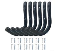 Sumsoctober Garage Storage Hooks 6 Pack J Type Metal Tool Hangers for Clutter Spaces (Black)