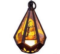 Sumsoctober Halloween Pumpkin Lantern Battery Operated LED Tabletop Light Portable Handle for Kids Parties Home Decor Night Lighting Black HIPS Plastic 9.6x9.4x16cm(Pumpkin)