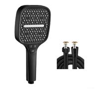 Sumsoctober High Pressure Shower Head Square 5 Mode Handheld Turbo Massage Rain ABS Self-Cleaning Nozzles Large Coverage Bathroom Fixture(O)