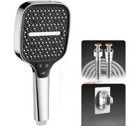 Sumsoctober High Pressure Shower Head Square 5 Mode Handheld Turbo Massage Rain ABS Self-Cleaning Nozzles Large Coverage Bathroom Fixture(D)