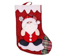 Sumsoctober Large Fabric Christmas Holiday Stocking Home Decorative Hanging Ornament 22x16x1cm(A)