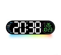 Sumsoctober LED Digital Wall Clock Remote Control Ambient Light Display Time Date Temperature With Multiple Colors(white)