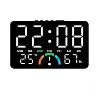 Sumsoctober LED Electronic Clock Multi Display Time Date Temperature Humidity Alarm Comfort Level Wall Mount Tabletop Home Office ABS 16x3.3x10cm(White)