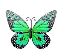 Sumsoctober Metal Butterfly Wall Art 3D Decorative Iron Insect Sculpture Lifelike Vein Texture Wire Antennae Ornament Indoor Outdoor Decor for Garden Bedroom Patio Bathroom 16x12cm(Green)