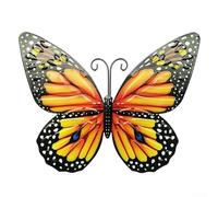 Sumsoctober Metal Butterfly Wall Art 3D Decorative Iron Insect Sculpture Lifelike Vein Texture Wire Antennae Ornament Indoor Outdoor Decor for Garden Bedroom Patio Bathroom 16x12cm(Yellow)