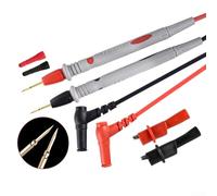 Sumsoctober Silicone Insulated Multimeter Probe Test Leads 1000V 20A with Ultra-Fine Sharp-Tips, Gold-Plated Needles & Clips, for All Digital Multimeters, 3.4mm Diameter, 1.05m