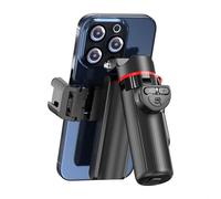 Sumsoctober Smartphone Tripod with Bluetooth/Remote | Portable Selfie Stick/Stand with Zoom Control & Handle Assist | Aluminum Alloy Construction, Compact Design(Black 2)