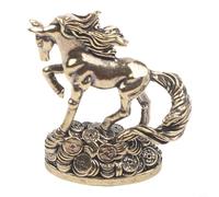 Sumsoctober Solid Brass Horse Figurine Antique Long Tail Equine Statue Feng Shui Decor For Home Office Desktop Successful Fortune Present(Step on the money)