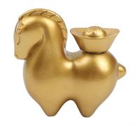 Sumsoctober Solid Brass Horse Figurine Antique Long Tail Equine Statue Feng Shui Decor For Home Office Desktop Successful Fortune Present(hands of treasure)