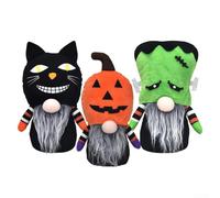 Sumsoctober Spooky Gnome Plush Dolls Set of 3 Halloween Decorations Table Ornaments Home Party Decor Soft Non-Woven