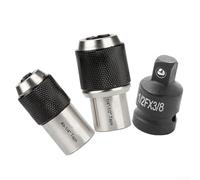 Sumsoctober Three Piece Adjustable Tap Socket Set for 3/8 Inch Drive Wrenches Screw Removal Threading Reaming Tapping Hand Power Tool Accessory