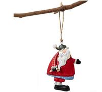 Sumsoctober Vintage Christmas Tin Ornaments Set Santa Snowman Tree Star Hanging Decoration Retro Festive Wrought Iron Blue Yellow Gold 6x6cm for Tree Mantel Window Holiday Home(C)