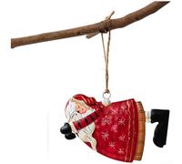 Sumsoctober Vintage Christmas Tin Ornaments Set Santa Snowman Tree Star Hanging Decoration Retro Festive Wrought Iron Blue Yellow Gold 6x6cm for Tree Mantel Window Holiday Home(A)