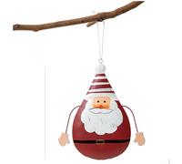 Sumsoctober Vintage Christmas Tin Ornaments Set Santa Snowman Tree Star Hanging Decoration Retro Festive Wrought Iron Blue Yellow Gold 6x6cm for Tree Mantel Window Holiday Home(F)