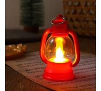 Sumsoctober Vintage LED Table Lamp Nostalgic Style Energy Efficient Warm Ambient Lighting Multi-Colour Small Oil Lamp Retro Bar Christmas Party Decor Festive Plastic 5x6x10.5cm(Red)