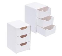 SUMTree 2 Pack Acrylic Desktop Small Drawer Organisers with 3 Layers Acrylic Storage Organiser Plastic Stackable Storage Drawer for Jewerly, Bathroom, Stationery, Hair Accessories, 8*9*13cm, White