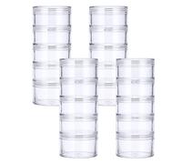SUMTree 4 Packs 5 Slot Clear Plastic Round Storage Jars, Mini Jars, Large