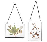 SUMTree Black 13 x 18 cm Rectangular Picture Frame, 2 Pieces - Metal and Glass Hanging Frame for Photos, Pressed Flowers, Artworks