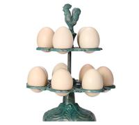 SUMTree Cast Iron Vintage Rustic Eggs Holder Rack for 12 eggs Antique Green