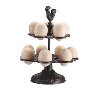 SUMTree Cast Iron Vintage Rustic Eggs Holder Rack for 12 eggs, Egg Storage Rack Double Layers for Kitchen Countertop, Decorative Egg Display Holder Dispenser Organiser, Black