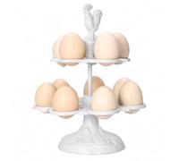 SUMTree Cast Iron Vintage Rustic Eggs Holder Rack for 12 eggs, White