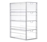 SUMTree Clear Desk Organizer Box with 4 Drawers, Plastic Stackable Desktop Storage Box, Hair Accessory Container for Bathroom, Closet, Desk, Office, 25 * 17.5 * 10.5cm