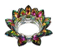 SUMTREE Decorative Candle Tealight Holder Crystal Flower Lotus Candle Holder For Votive or Pillar Candle up to 3" wide Colorful