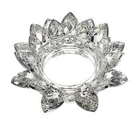 SUMTREE Decorative Candle Tealight Holder Crystal Flower Lotus Candle Holder For Votive or Pillar Candle up to 3" wide Clear