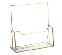 SUMTree Gold Metal Glass Brochure Display Stand - Countertop Literature Pamphlet Flyer Storage Holder, 23 * 8 * 23.8cm