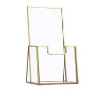 SUMTree Gold Metal Glass Brochure Holder Stand Countertop literature Holder Display Stand Pamphlets Flyers Storage Holder, 11 * 8 * 20cm