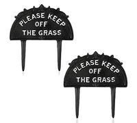 SUMTree Grass Warning Sign 2 PCs-Keep Off Grass Yard Signs Cast Iron, Black | Heavy-duty Stay Off Lawn Sign Keep Off the Grass Signs for Yard, Park, Themed Restaurants, Farmhouse, Eyecatching Grass Signs