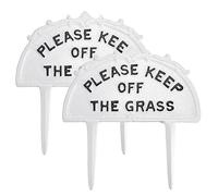 SUMTree Grass Warning Sign 2 PCs-Keep Off Grass Yard Signs Cast Iron, White | Heavy-duty Stay Off Lawn Sign Keep Off the Grass Signs for Yard, Park, Themed Restaurants, Farmhouse, Eyecatching Grass Signs