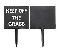 SUMTree Pack of 2 Cast Iron Please Keep Off The Grass Yard Sign, Black