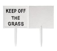 SUMTree Pack of 2 Cast Iron Please Keep Off The Grass Yard Sign, White
